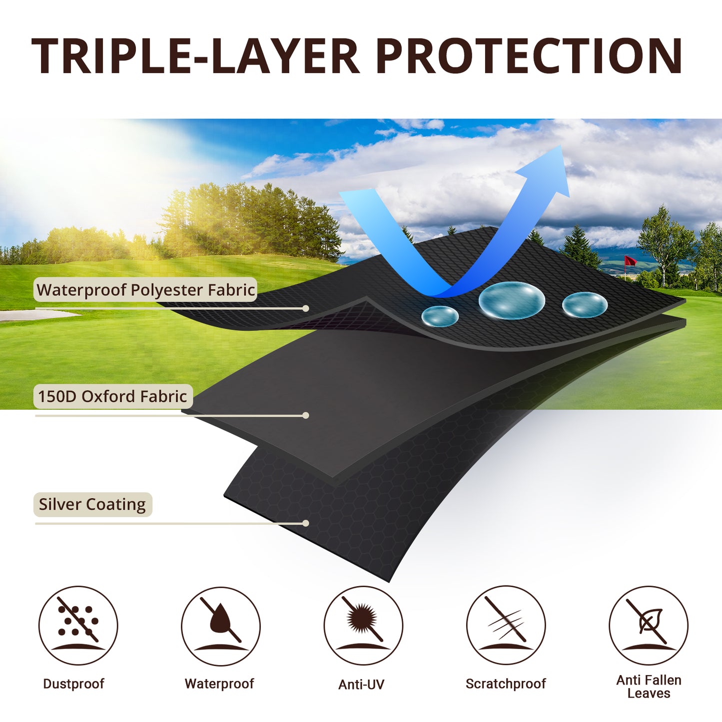 Velway Grill Cover 300D Oxford Gas Grill Cover Waterproof Ventilation Slots and Handles BBQ Cover Dustproof UV-Resistant High Performance Gas Grill Cover 117 x 66 x 117 cm VL0021