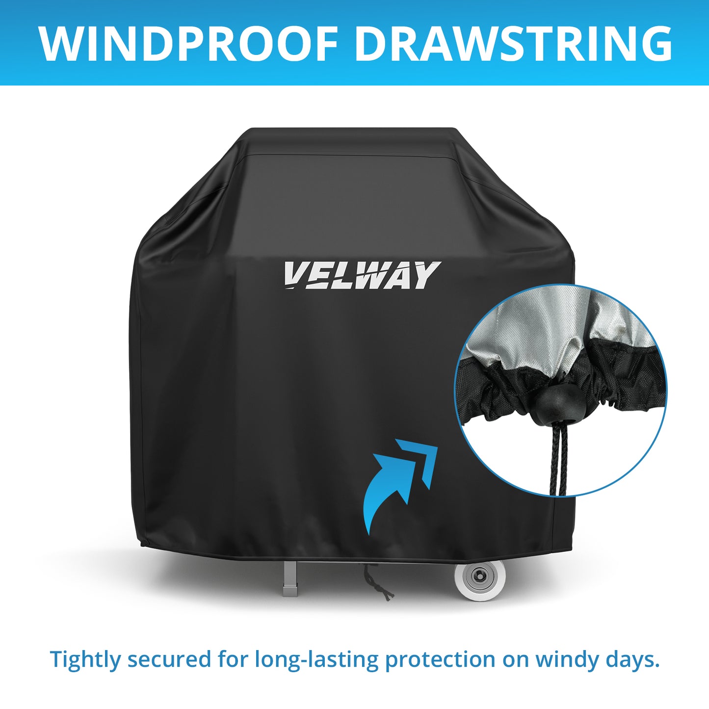 Velway Barbecue Cover Gas Grill Cover Rainproof BBQ Cover Protective Cover Dustproof Grill Tarpaulin Grill Protection (117 x 66 x 117 cm) – Black VL0022