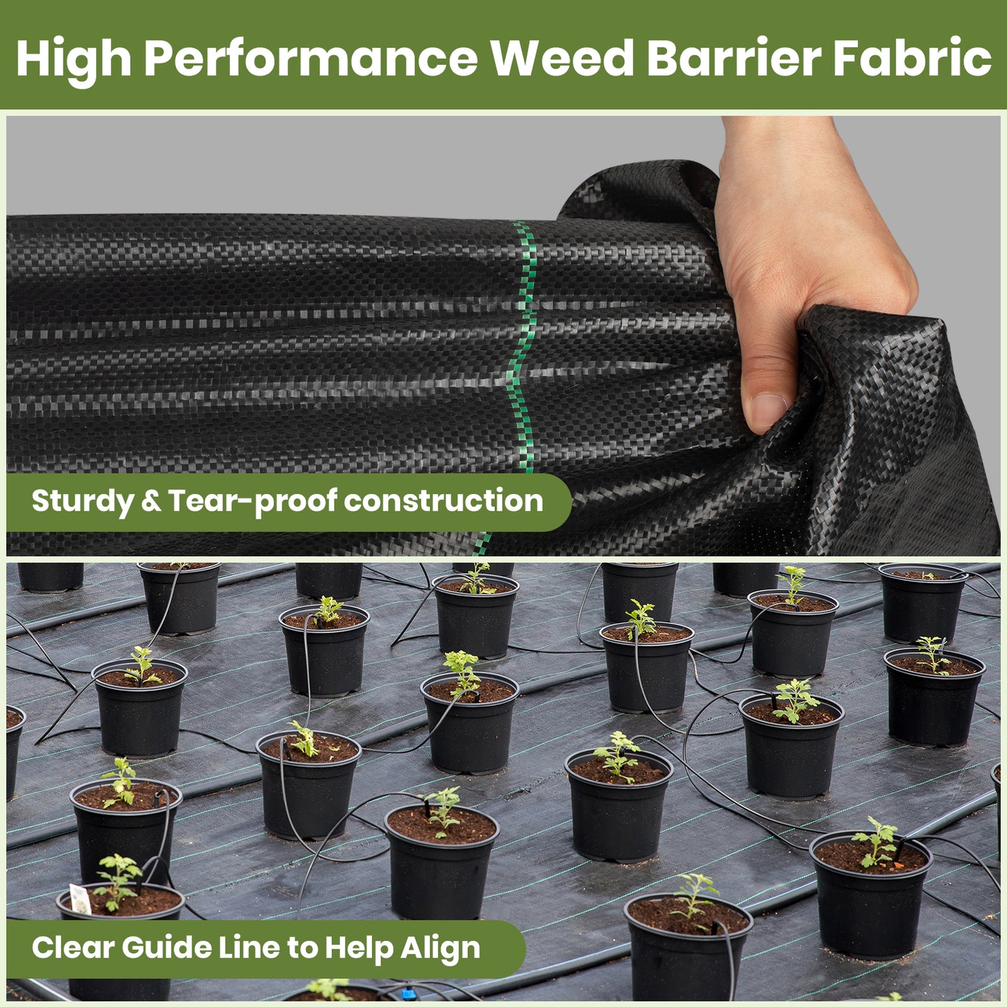 Velway Weed Control Fabric Garden Fleece 2 x 10 m with 60 Ground Anchors