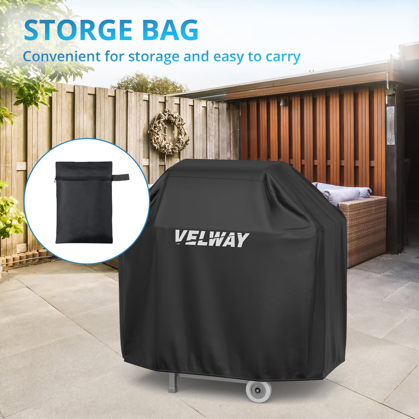 Velway Barbecue Cover Gas Grill Cover Rainproof BBQ Cover Protective Cover Dustproof Grill Tarpaulin Grill Protection (117 x 66 x 117 cm) – Black VL0022