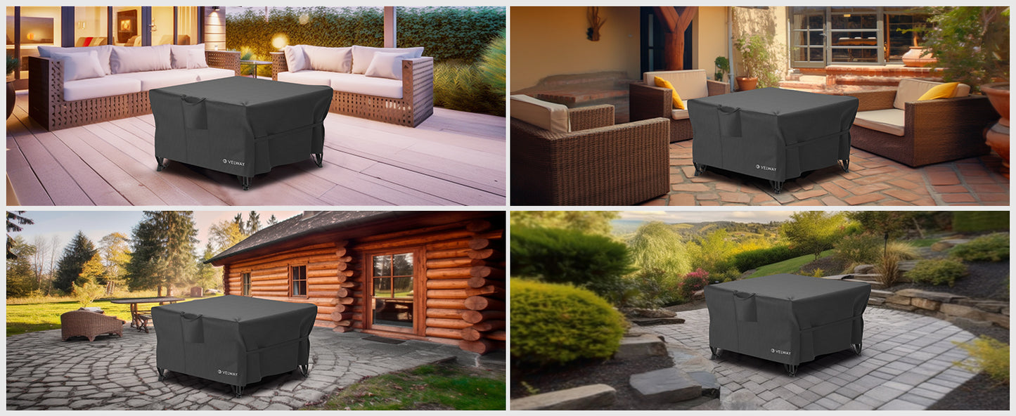 Velway Outdoor Square Fire Pit Cover, Fits for 34-36 Inch Fire Pit, 38x38x20 Inches, Black VL0001