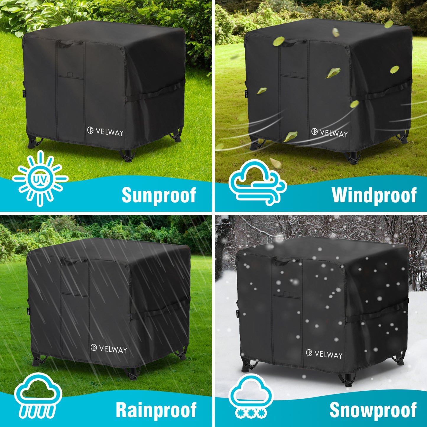 Velway Waterproof Outdoor Square Firepit Table Cover Fits up to 28 inch Fire Pit Table FT0412