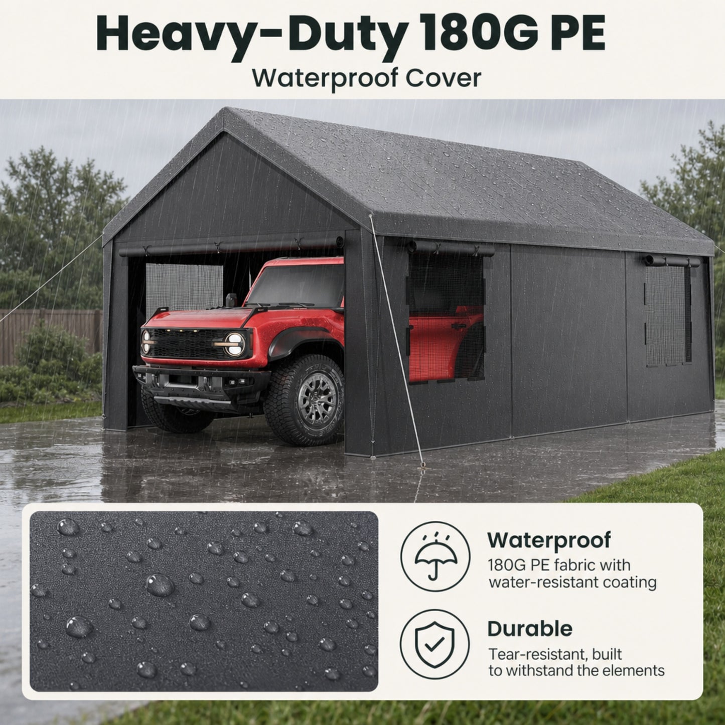 12 x 20 FT Heavy Duty Galvanized Steel Carport Canopy Outdoor Patio Portable Garage