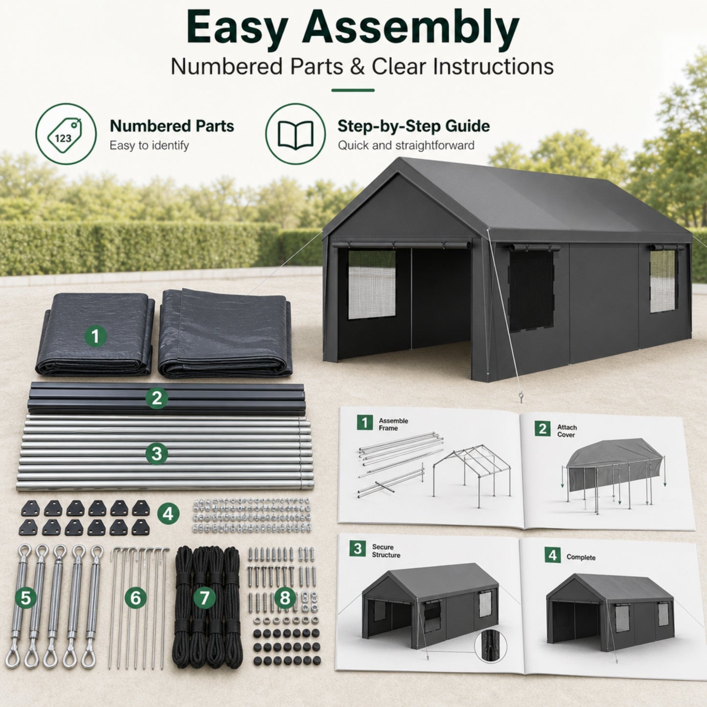 12 x 20 FT Heavy Duty Galvanized Steel Carport Canopy Outdoor Patio Portable Garage