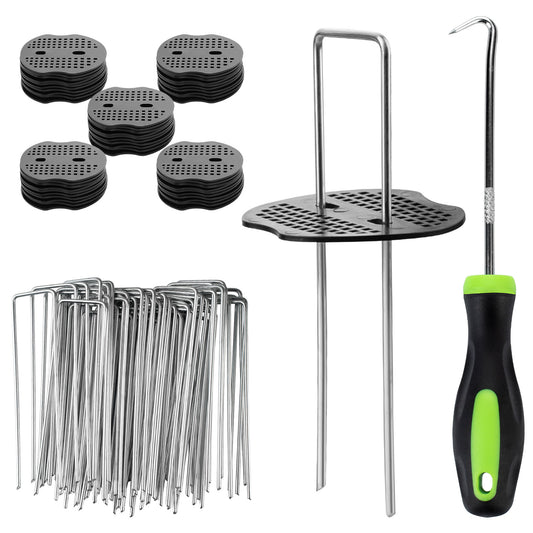 Velway 50 Ground Anchors with Washers and Removal Hooks