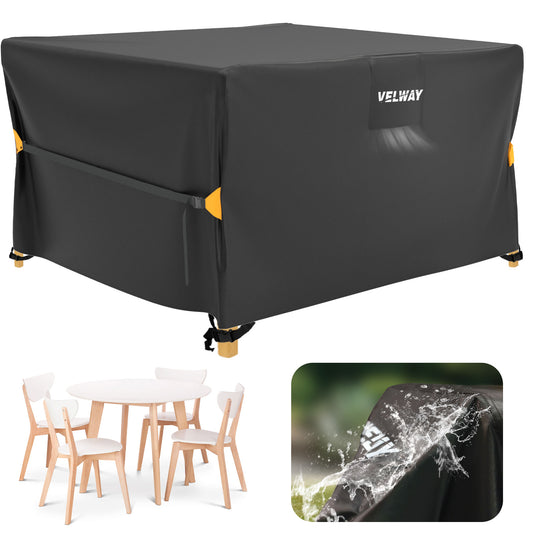 Velway Garden Furniture Cover Waterproof - 125 x 125 x 74 cm Square Protective Cover Windproof Lounge Furniture Cover for Garden Tables Seating Group Patio Furniture Black  VL0051
