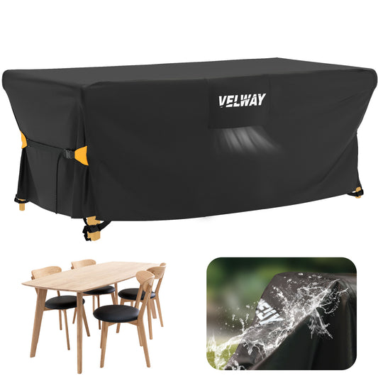 Velway Cover for Garden Furniture Waterproof - 170 x 95 x 74 cm Rectangular Protective Cover Windproof Lounge Furniture Cover for Garden Tables Seating Group Patio Furniture Black  VL0051-210D-BLK-170X95X74