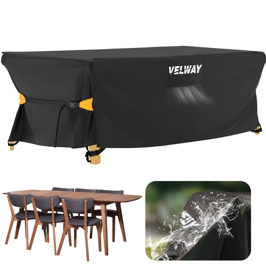 Velway Cover for Garden Furniture Waterproof - 180 x 120 x 74 cm Rectangular Protective Cover Windproof Lounge Furniture Cover for Garden Tables Seating Group Patio Furniture Black