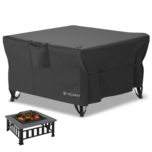 Velway Outdoor Square Fire Pit Cover, Fits for 34-36 Inch Fire Pit, 38x38x20 Inches, Black  VL0001