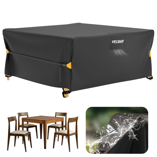 Velway Garden Furniture Cover Waterproof – 200 x 200 x 90 cm Square Protective Cover Windproof Lounge Furniture Cover for Garden Tables Seating Group Patio Furniture Black