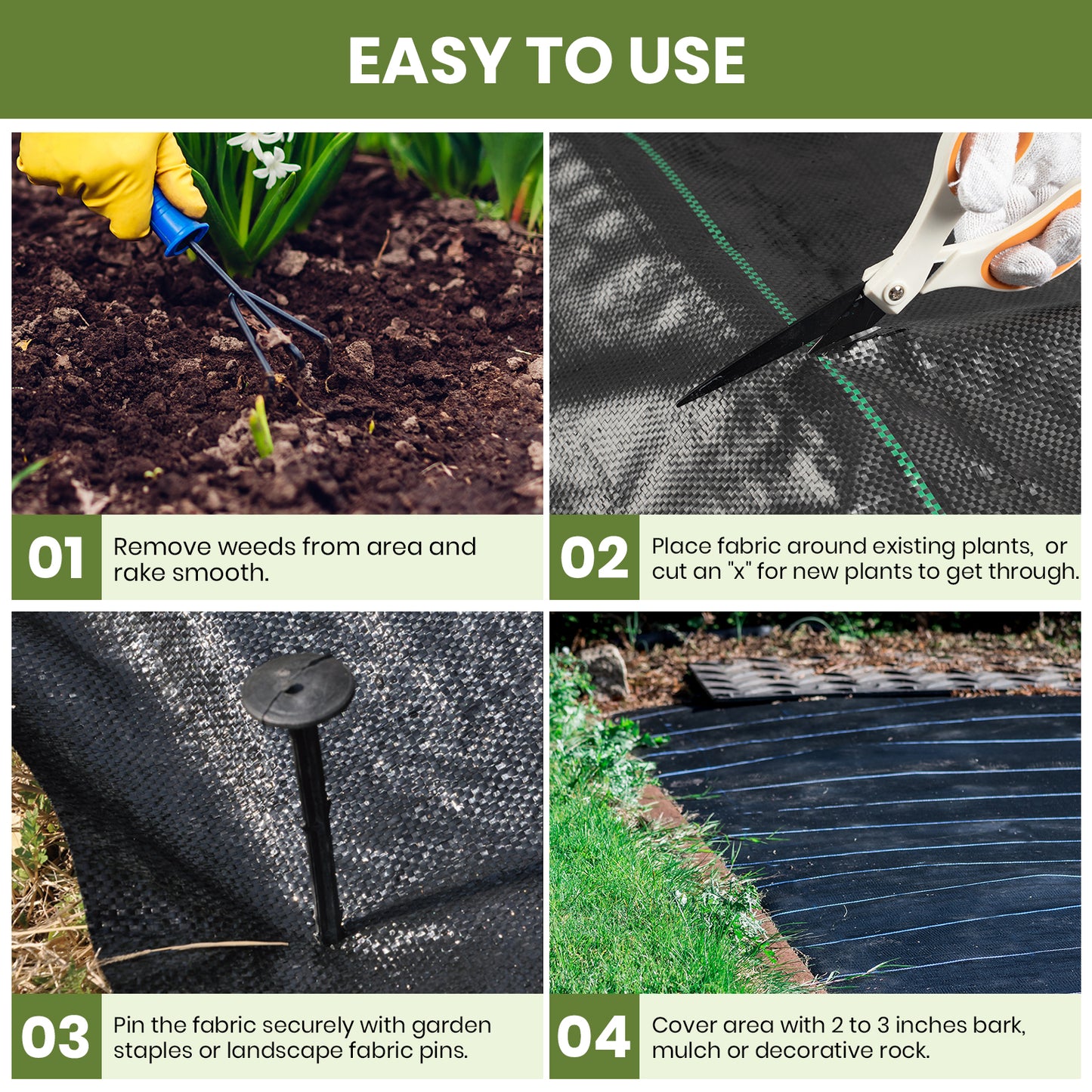 Velway Weed Control Fabric Garden Fleece 2 x 10 m with 60 Ground Anchors