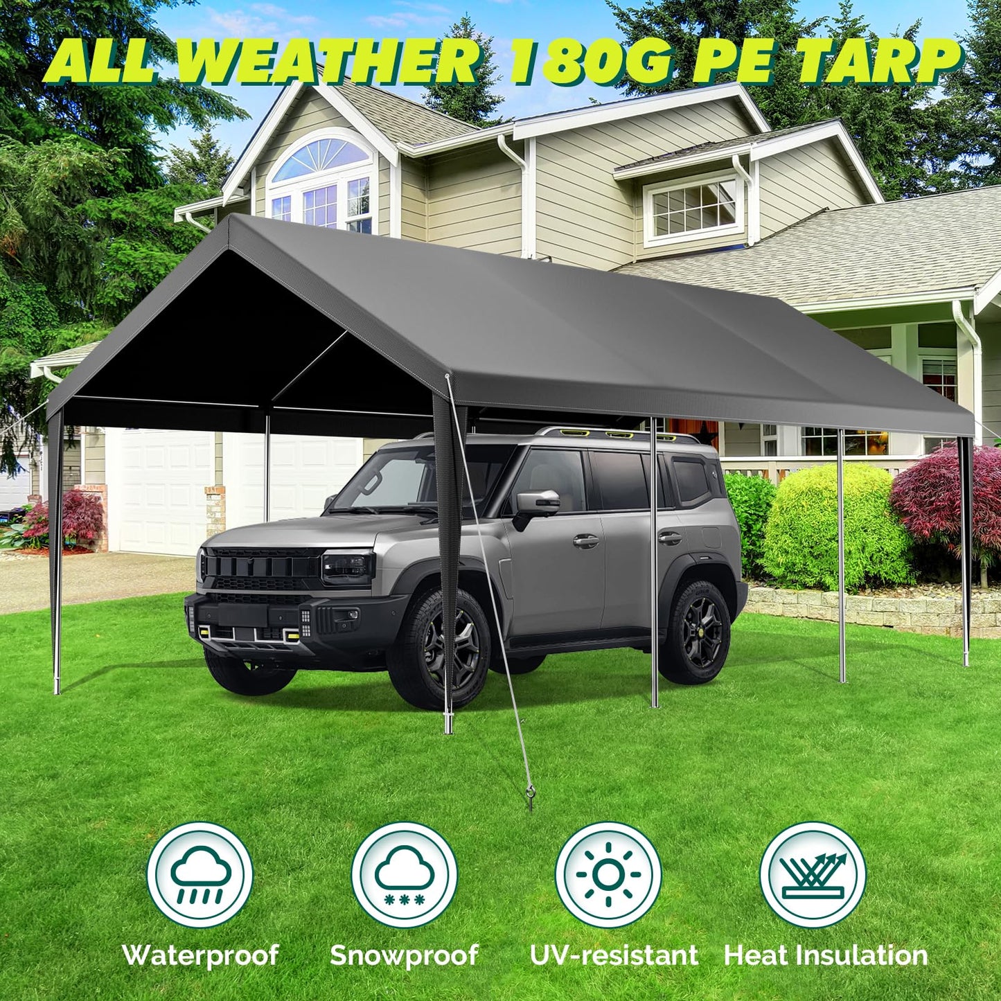 Velway Carport Canopy & Portable Garage, 12 x 20 FT
