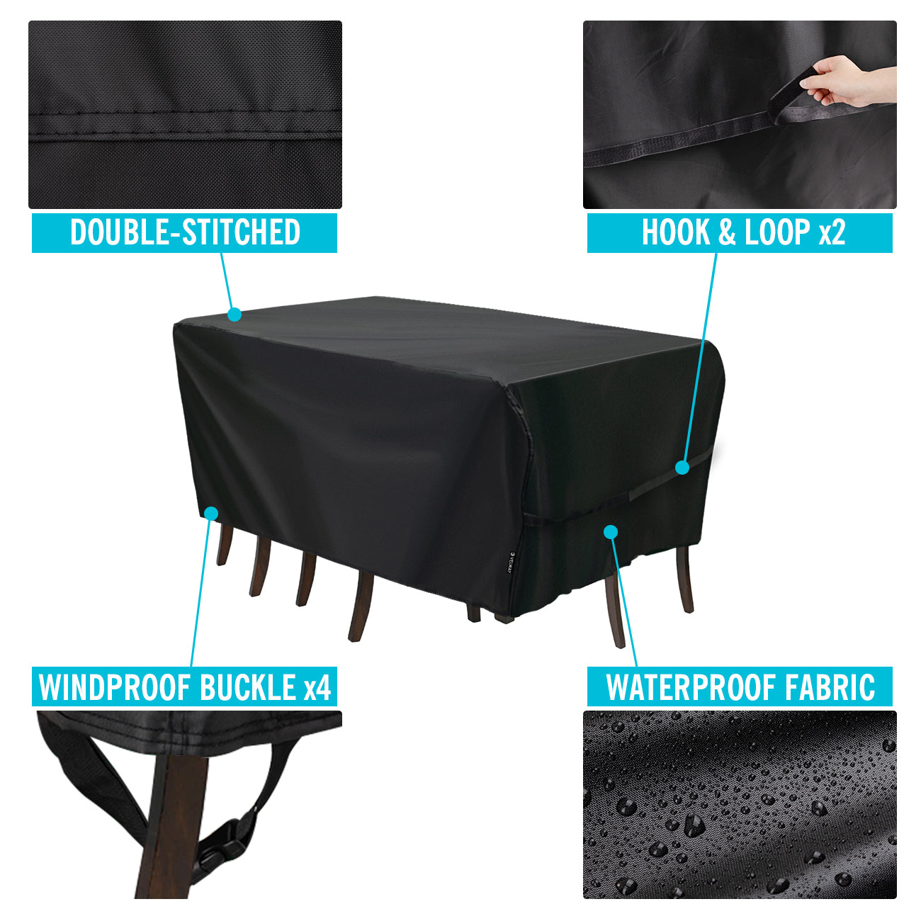 Velway Patio Table and Chair Set Cover Outdoor Waterproof Rectangular 78”Lx63”Wx27”H FT0259