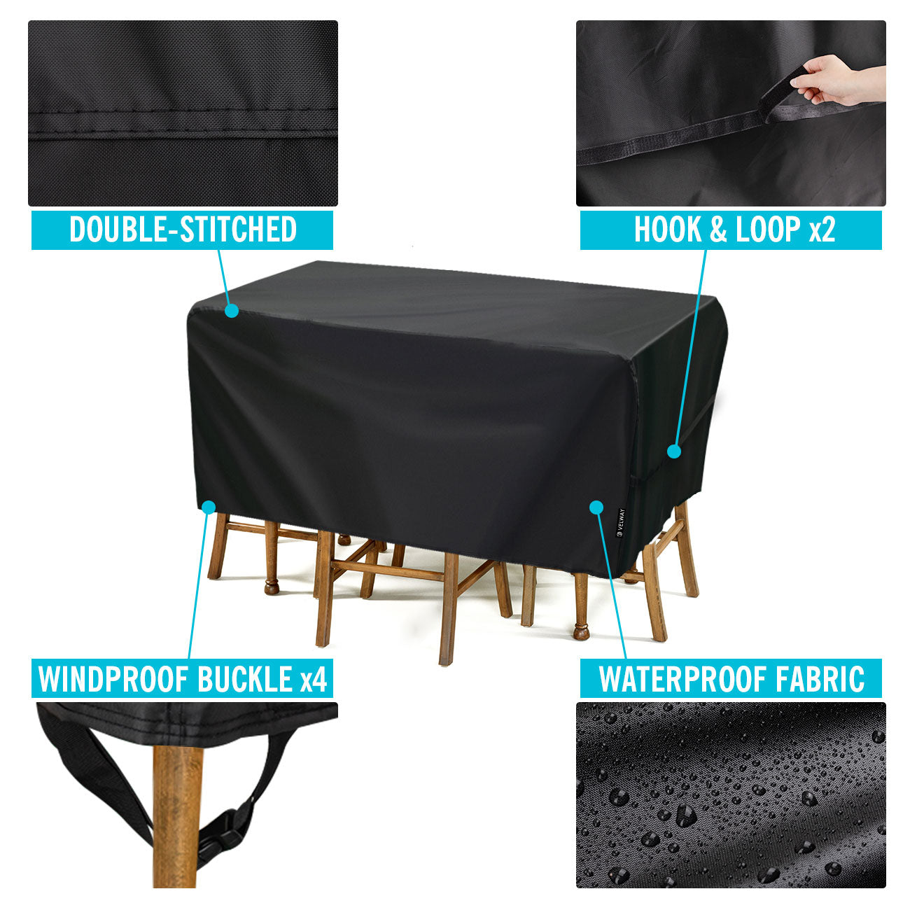 Velway Patio Table Chair Set Cover Waterproof Outdoor Ultra Windproof 67"Lx37"Wx28"H FT0261