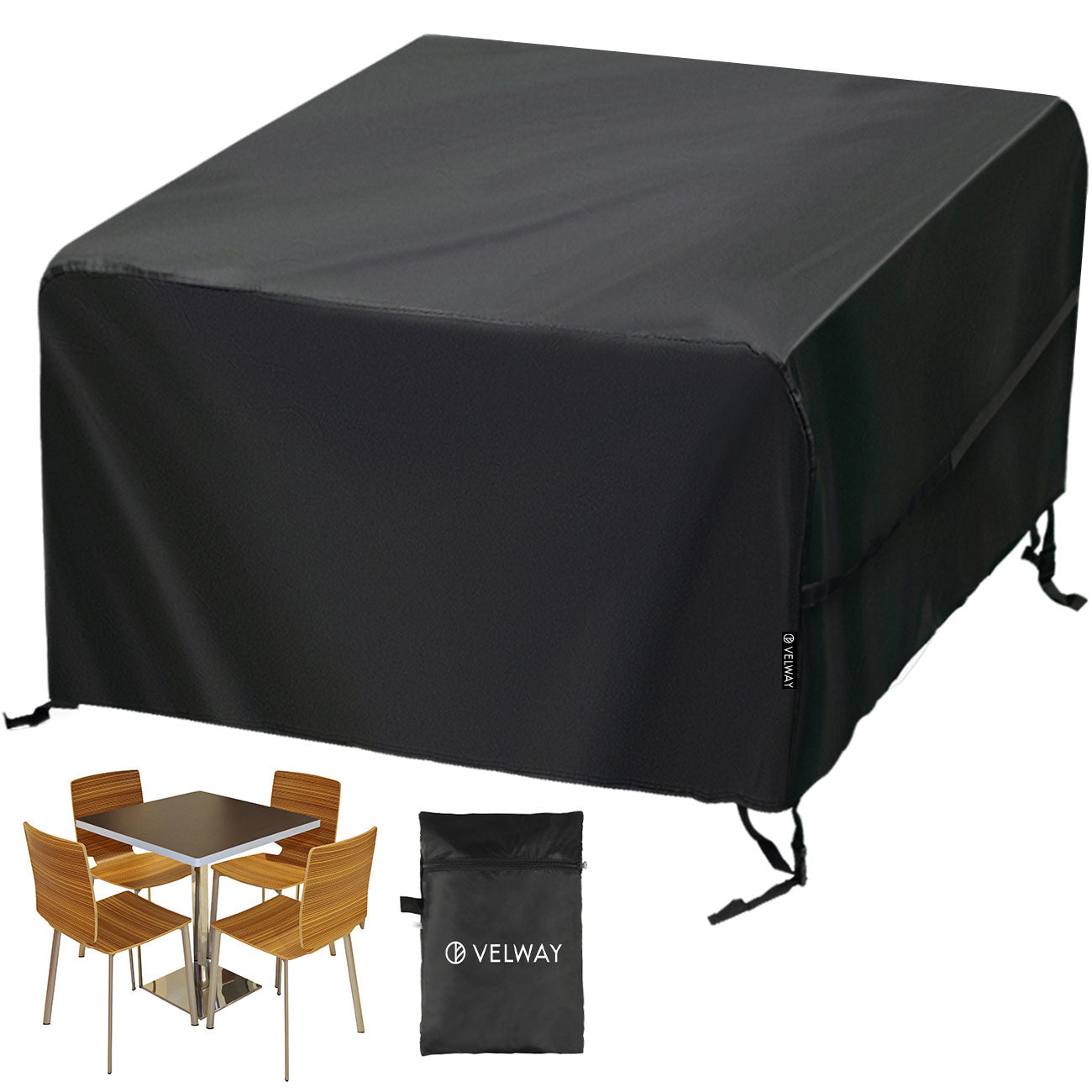 Velway Patio Square Table Cover Waterproof Outdoor Super Windproof 49 Inch FT0263