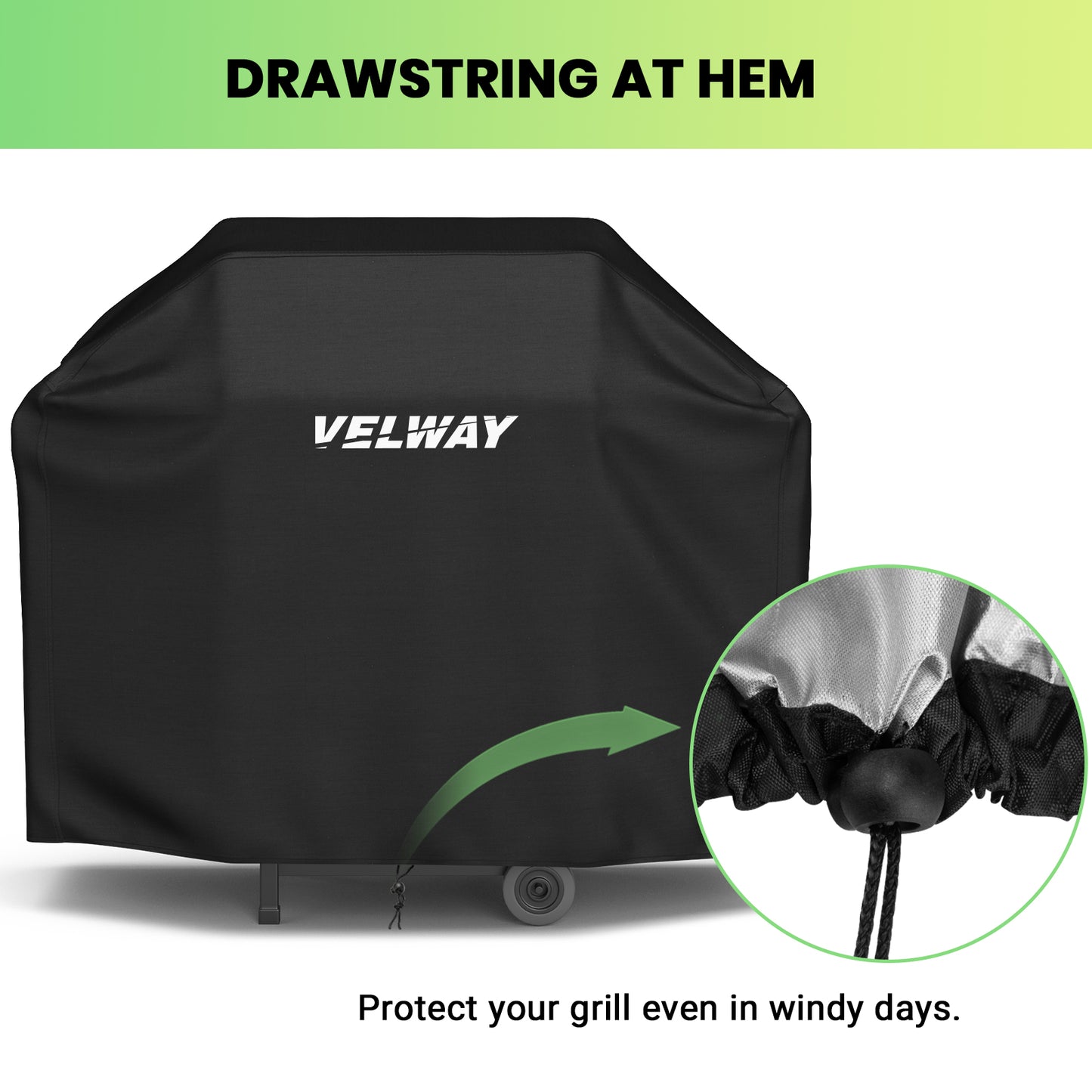 Velway Barbecue Cover Waterproof Grill Cover Heavy Duty 210D Oxford 147x61x117cm FT0301