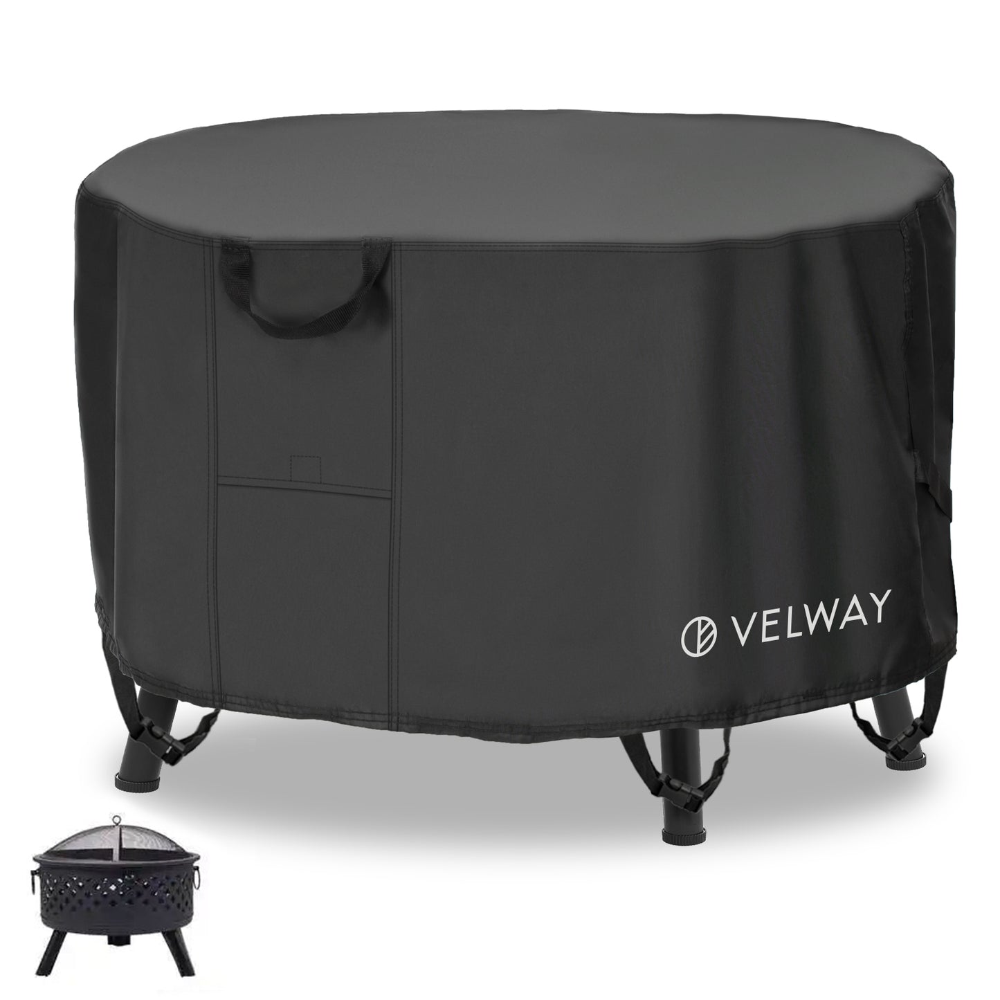 Velway Fire Pit Cover Round Waterproof Outdoor Fits up to 32 inch Round Fire Pit FT0413